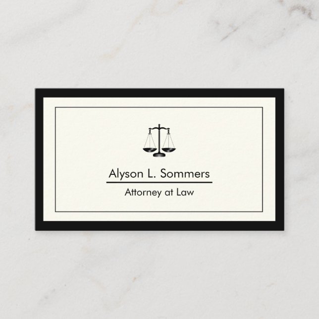 Tarjeta De Visita Abogado legal profesional de escala negra (Anverso)