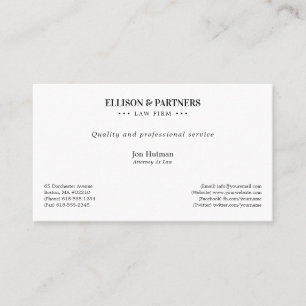 Tarjeta De Visita Abogado   Llanura elegante