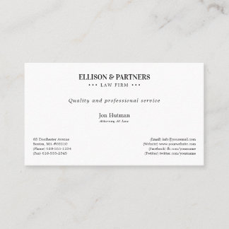 Tarjeta De Visita Abogado | Llanura elegante