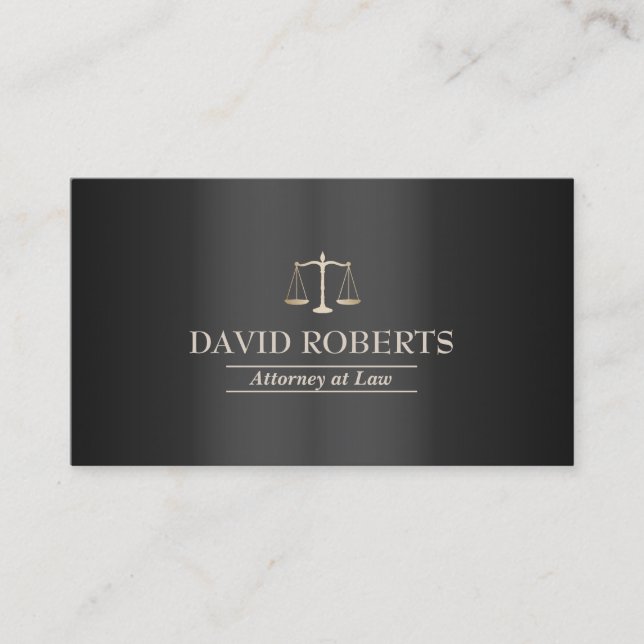Tarjeta De Visita Abogado moderado elegante oscuro Metalizado (Anverso)