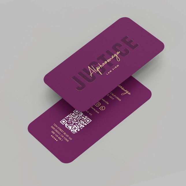 Tarjeta De Visita Abogado moderno Juez de abogado Abogado Juez Lux P (Modern Lawyer Justice Solicitor Luxury Purple Business Card
)
