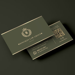 Tarjeta De Visita Abogado Notario Móvil de Lujo Green Crest Law Firm
