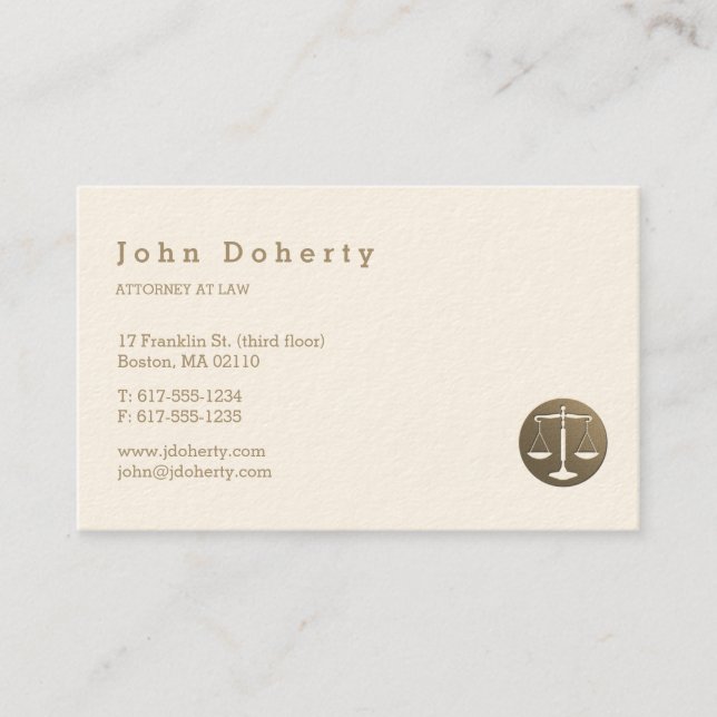 Tarjeta De Visita Abogado | Oro elegante (Anverso)