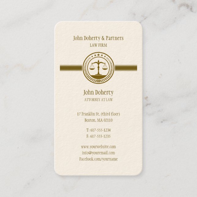 Tarjeta De Visita Abogado | Oro elegante (Anverso)