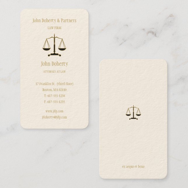 Tarjeta De Visita Abogado | Oro elegante (Anverso / Reverso)