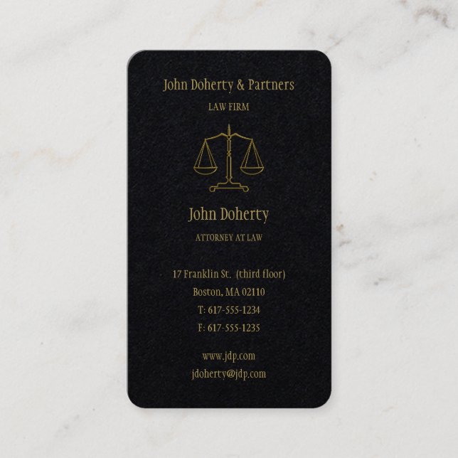 Tarjeta De Visita Abogado | Oro elegante (Anverso)