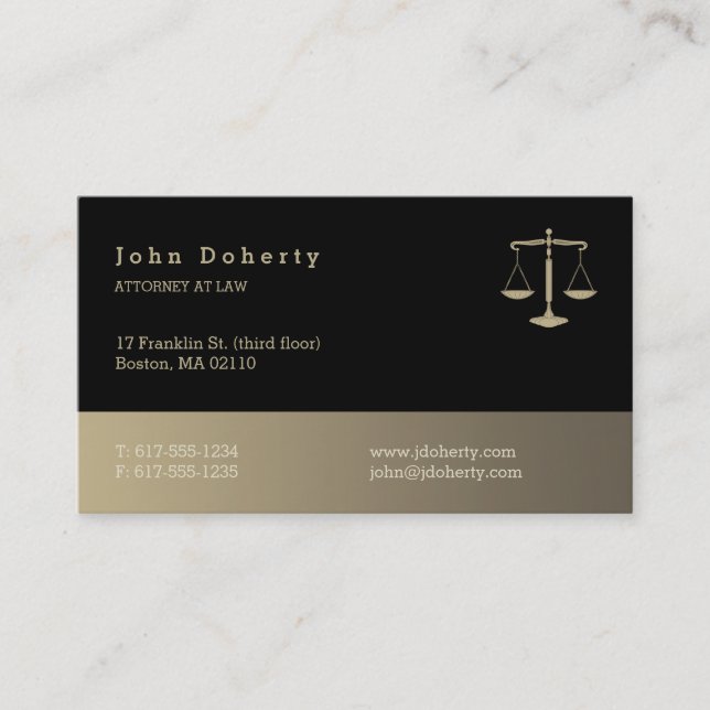 Tarjeta De Visita Abogado | Oro negro (Anverso)