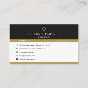 Tarjeta De Visita Abogado   Oro profesional elegante