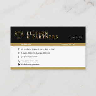 Tarjeta De Visita Abogado   Oro profesional elegante