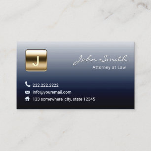 Tarjeta De Visita Abogado Procurador Real de Oro Azul Monograma Sell