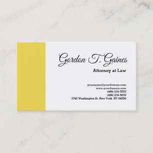 Tarjeta De Visita Abogado profesional amarillo llano blanco