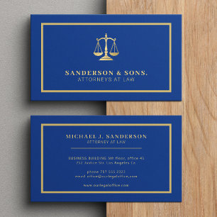 Tarjeta De Visita Abogado profesional elegante oro azul