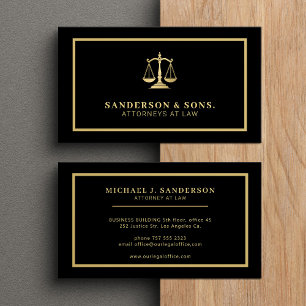 Tarjeta De Visita Abogado profesional elegante oro negro