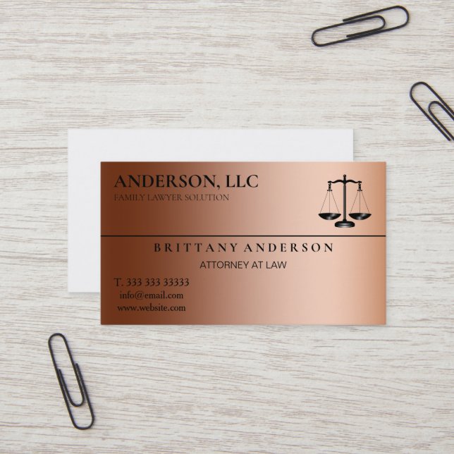 Tarjeta De Visita Abogado profesional en la escala de Law Black (Anverso/Reverso In Situ)