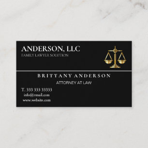 Tarjeta De Visita Abogado profesional en la escala de Law Black