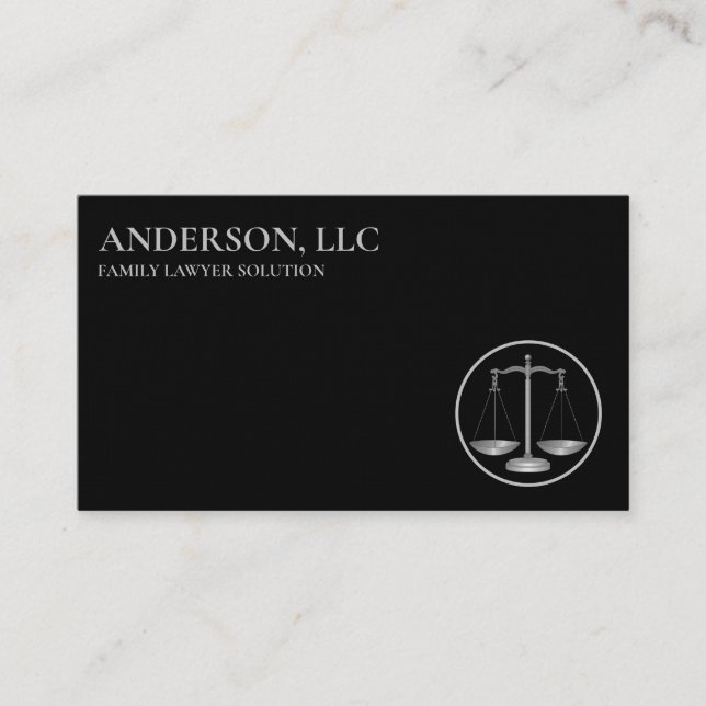 Tarjeta De Visita Abogado profesional en la escala de Law Black (Anverso)