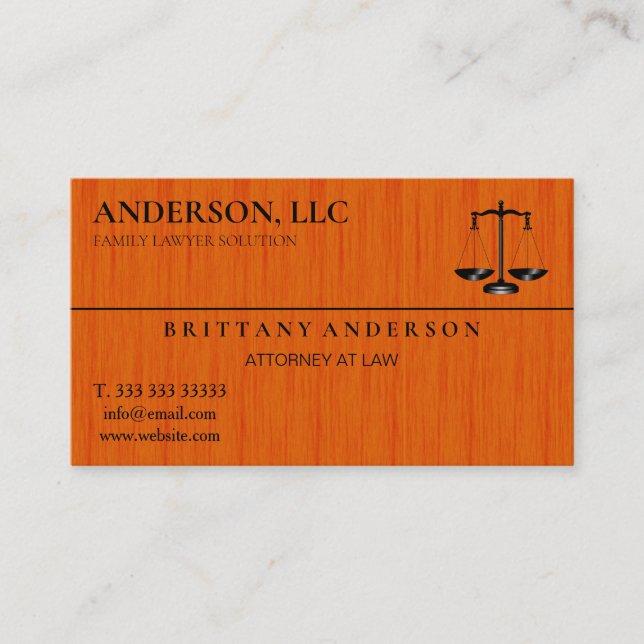 Tarjeta De Visita Abogado profesional en la escala de Law Black (Anverso)