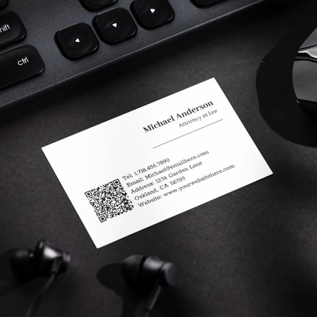 Tarjeta De Visita Abogado profesional moderno Código QR Negro y Blan (Make an impact with these professional business cards, showcasing your brand and credibility.)