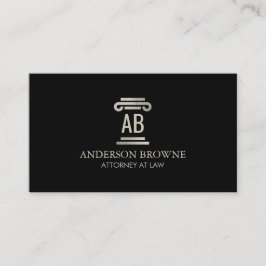 Tarjeta De Visita Abogado Profesional Monograma Gris/Negro