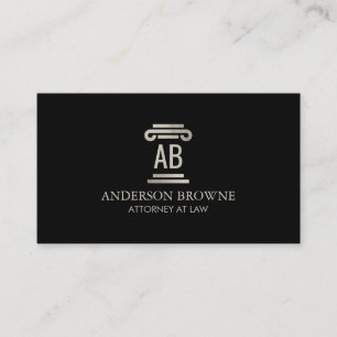 Tarjeta De Visita Abogado Profesional Monograma Gris/Negro