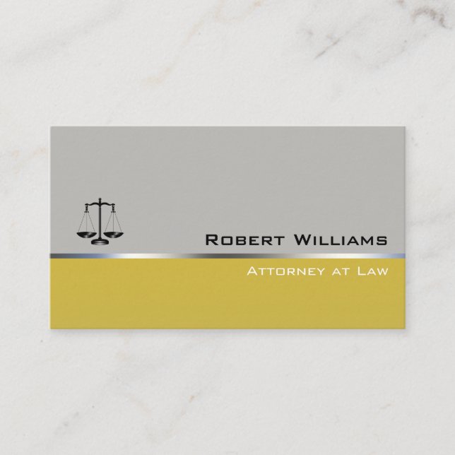 Tarjeta De Visita Abogado Profesional Simple Gris Amarillo (Anverso)