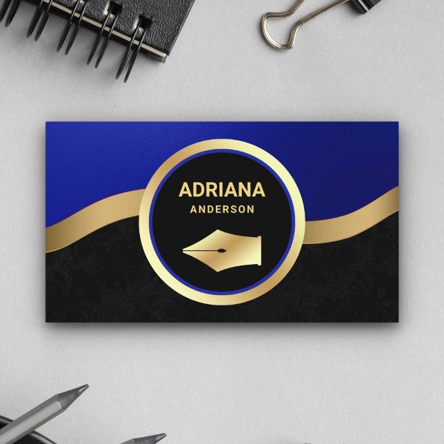 Tarjeta De Visita Abogado real azul abogado Gold Pen Notario (Subido por el creador)