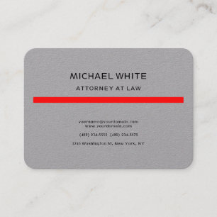 Tarjeta De Visita Abogado rojo gris, profesional Minimalista de dere