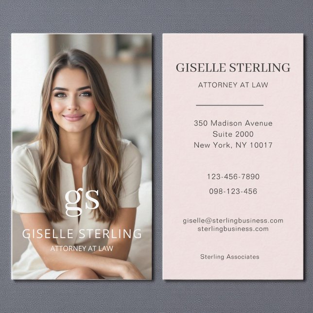 Tarjeta De Visita Abogado Rubor Pink Photo Professional (Subido por el creador)