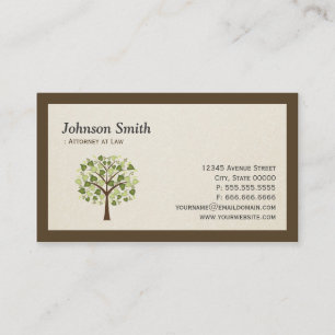 Tarjeta De Visita Abogado - Símbolo simple y elegante del árbol de l