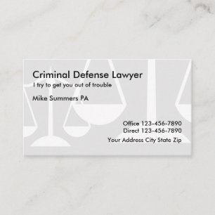 Tarjeta De Visita Abogado Simple de Defensa Penal