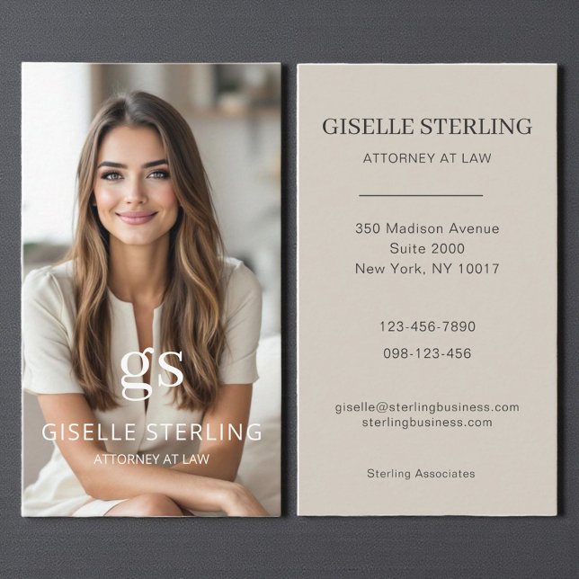 Tarjeta De Visita Abogado Taupe Beige Foto Profesional (Subido por el creador)