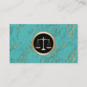 Tarjeta De Visita Abogado trendy Gold Turquoise Marble