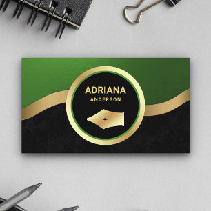 Tarjeta De Visita Abogado Verdes Pluma Estilográfica Punta de Oro No