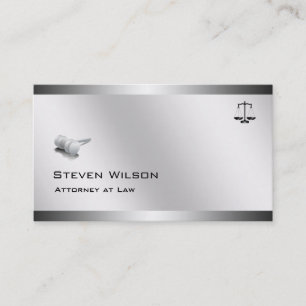 Tarjeta De Visita Abogado White and Steel Martillo Legal Juez
