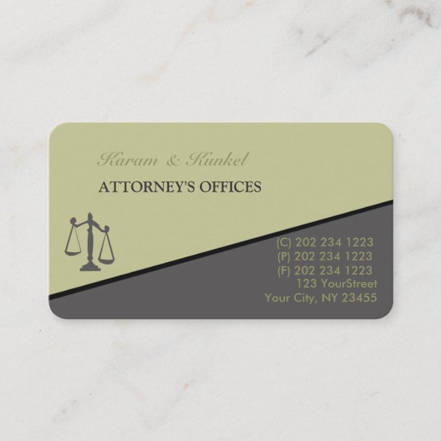 Tarjeta De Visita Abogados inclinados de moda modernos del abogado (Anverso)