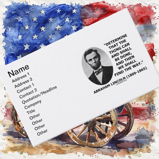 Tarjeta De Visita Abraham Lincoln Determinar Qué Se Puede Hacer (Inspirational business card featuring goal-oriented determination quote by Abraham Lincoln)