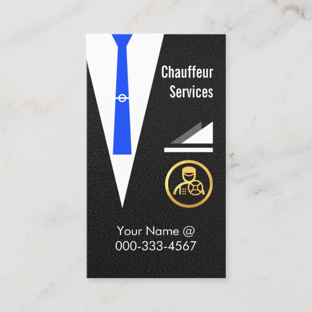 Tarjeta De Visita Abrigo Chaqueta Conductor de Limo (Anverso)