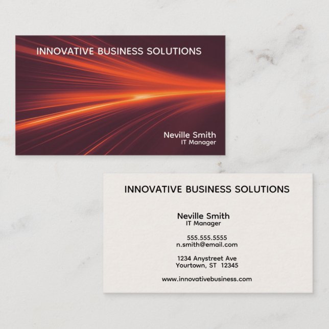 Tarjeta De Visita Abstract Fire Light Tech Business Computer  (Anverso / Reverso)