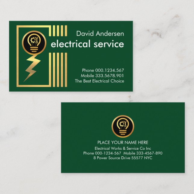 Tarjeta De Visita Abstract Gold Lightning Conductor (Anverso / Reverso)