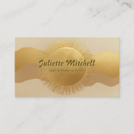 Tarjeta De Visita Abstract Gold Sun Hair & Makeup Artist Card