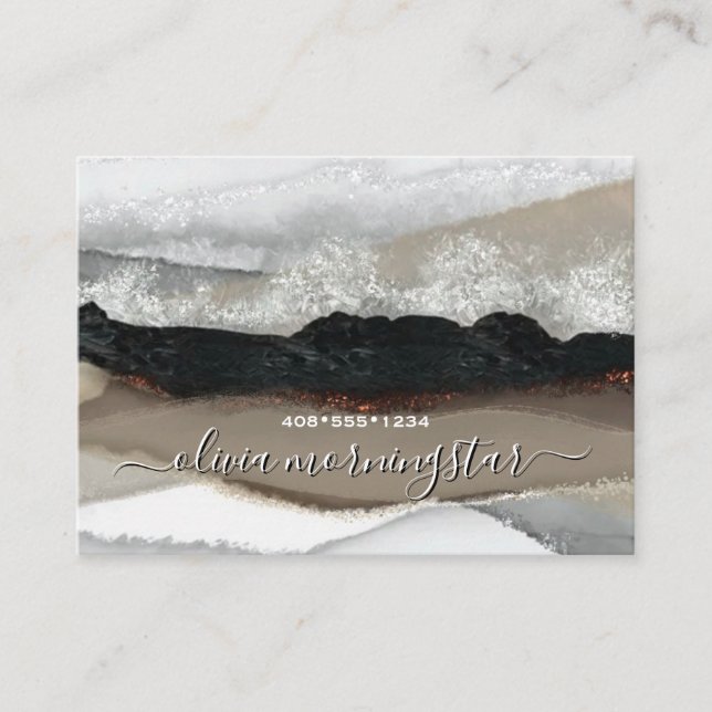Tarjeta De Visita Abstract Ocean Waves in Earthtones (Anverso)