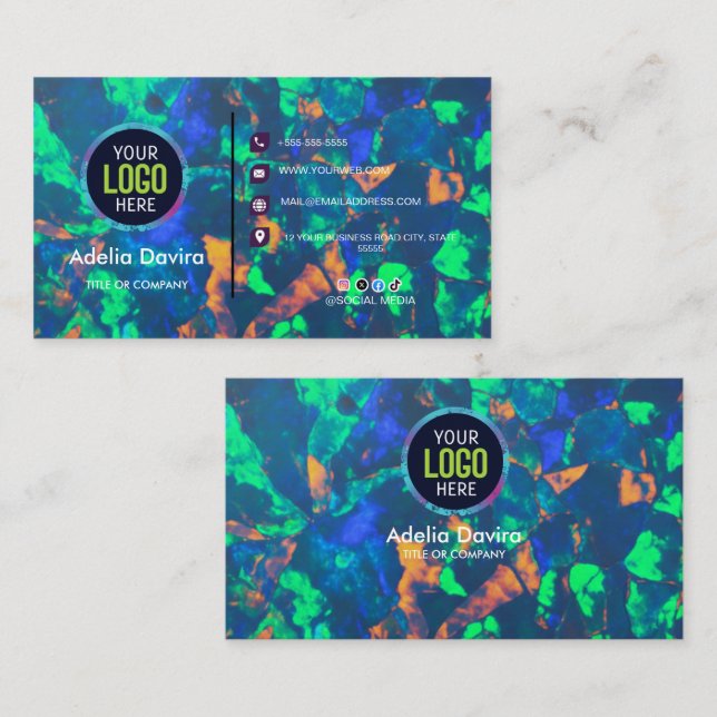 Tarjeta De Visita Abstract Opal Gemstone Texture Business Card (Anverso / Reverso)