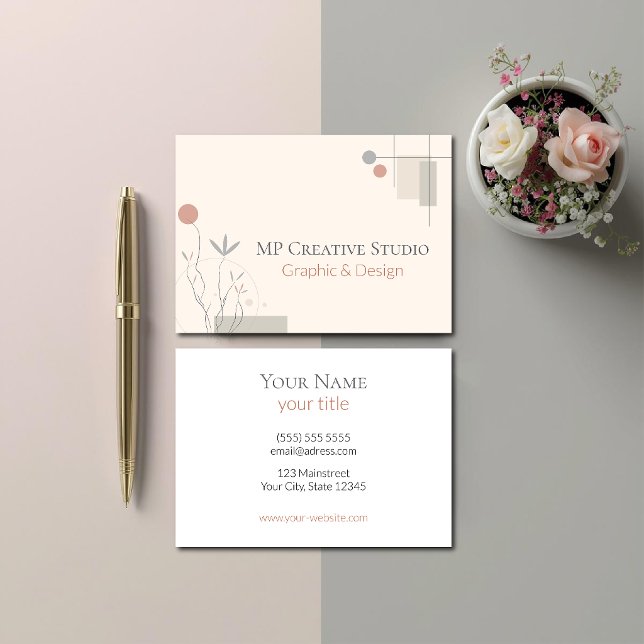 Tarjeta De Visita Abstract Pastel Design: Modern Florals & Geometry (Subido por el creador)