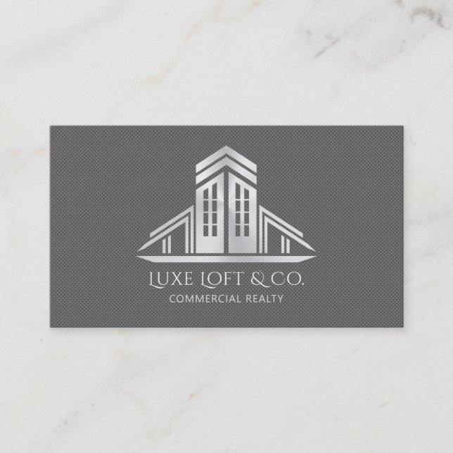 Tarjeta De Visita Abstract Real Estate Logo | Gray  (Anverso)