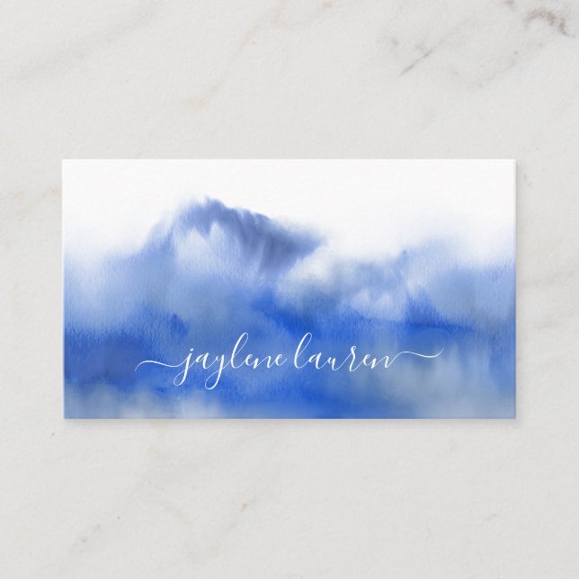 Tarjeta De Visita Abstract Watercolor Azul de la Marina (Anverso)
