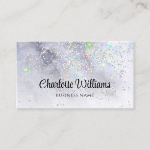 Tarjeta De Visita Abstract Watercolor Blue Holographic Purpurina