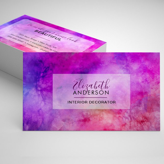Tarjeta De Visita Abstract Watercolor Purple Fashion Moderno (Subido por el creador)