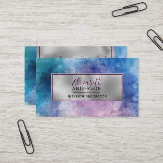 Tarjeta De Visita Abstract Watercolor Purple Fashion Moderno