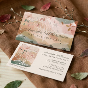Tarjeta De Visita Abstract Watercolor Winter Rama de árbol de otoño