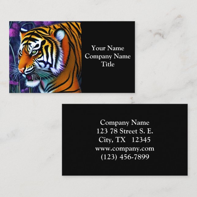 Tarjeta De Visita Abstract Wild  Majestic Predator Tiger (Anverso / Reverso)